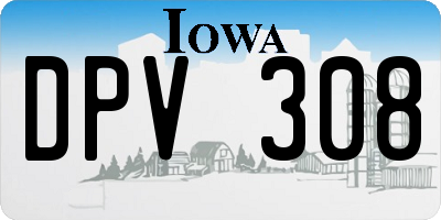 IA license plate DPV308