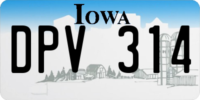 IA license plate DPV314