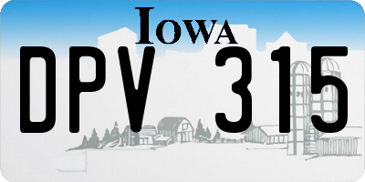 IA license plate DPV315