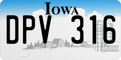 IA license plate DPV316