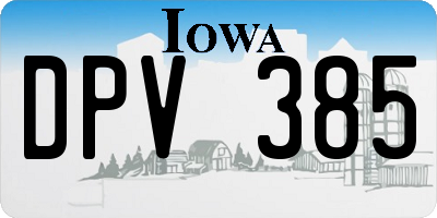 IA license plate DPV385
