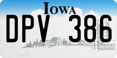 IA license plate DPV386