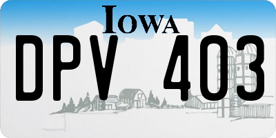 IA license plate DPV403