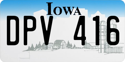 IA license plate DPV416