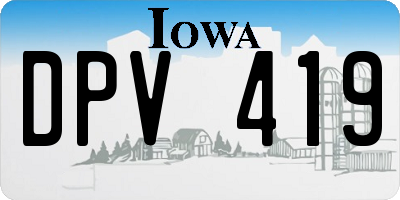 IA license plate DPV419