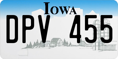 IA license plate DPV455