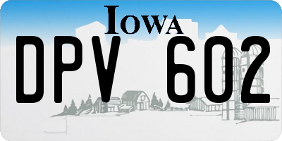 IA license plate DPV602