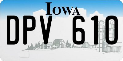 IA license plate DPV610