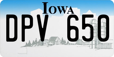 IA license plate DPV650