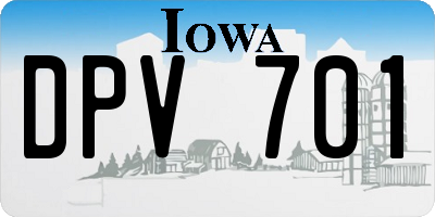 IA license plate DPV701