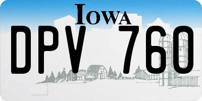 IA license plate DPV760