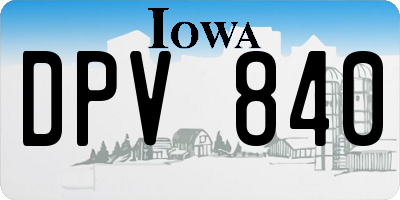 IA license plate DPV840