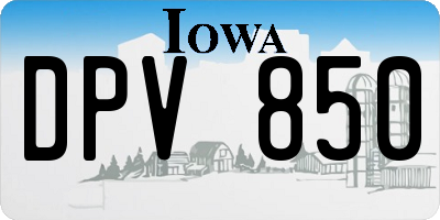 IA license plate DPV850
