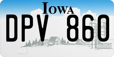 IA license plate DPV860