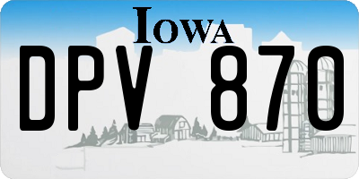 IA license plate DPV870