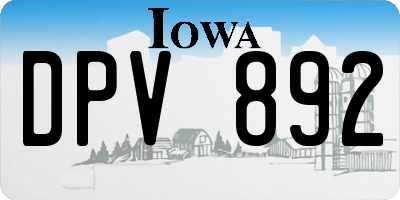 IA license plate DPV892