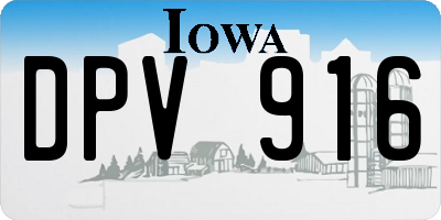 IA license plate DPV916