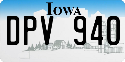 IA license plate DPV940