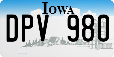 IA license plate DPV980