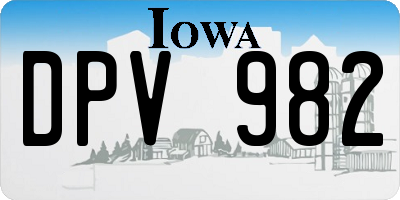 IA license plate DPV982