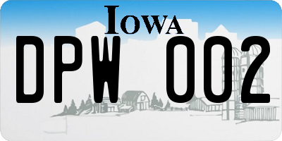 IA license plate DPW002