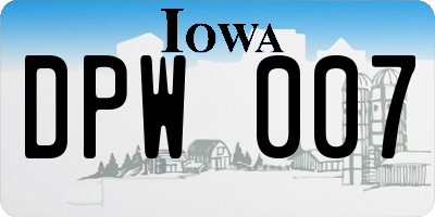 IA license plate DPW007