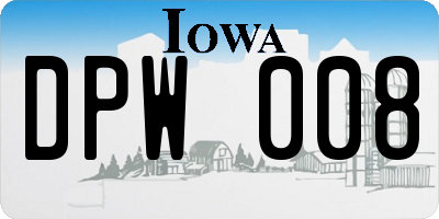 IA license plate DPW008