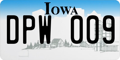 IA license plate DPW009