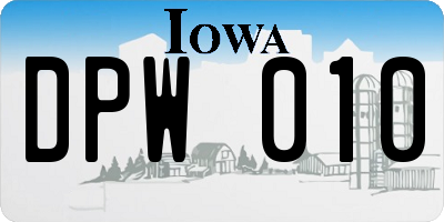 IA license plate DPW010