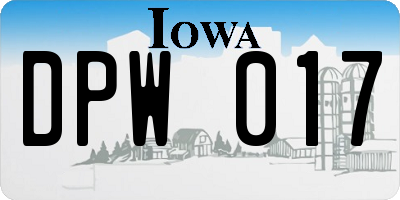 IA license plate DPW017