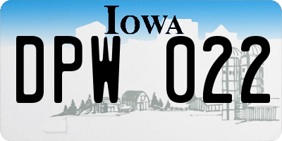 IA license plate DPW022
