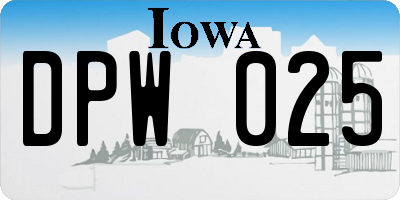 IA license plate DPW025