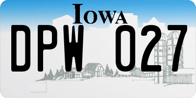 IA license plate DPW027