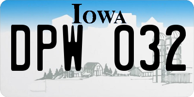 IA license plate DPW032