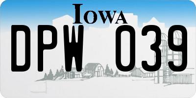 IA license plate DPW039