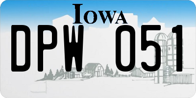 IA license plate DPW051