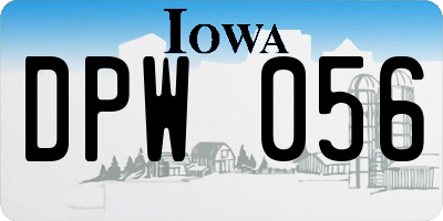 IA license plate DPW056
