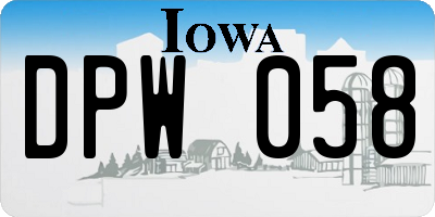 IA license plate DPW058