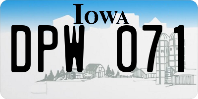 IA license plate DPW071