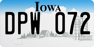 IA license plate DPW072