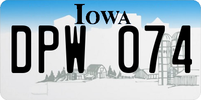 IA license plate DPW074