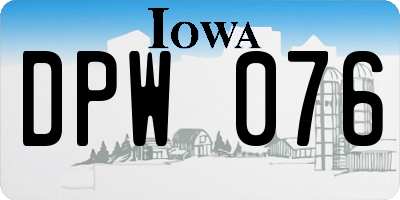 IA license plate DPW076