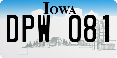 IA license plate DPW081