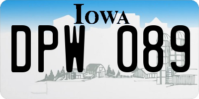 IA license plate DPW089