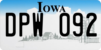 IA license plate DPW092