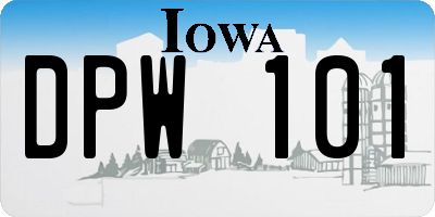 IA license plate DPW101