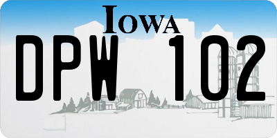 IA license plate DPW102