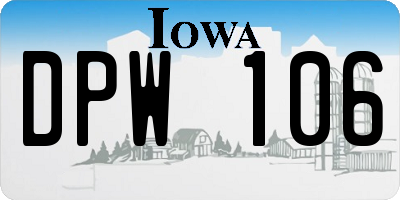 IA license plate DPW106