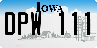 IA license plate DPW111