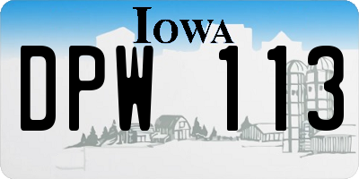 IA license plate DPW113